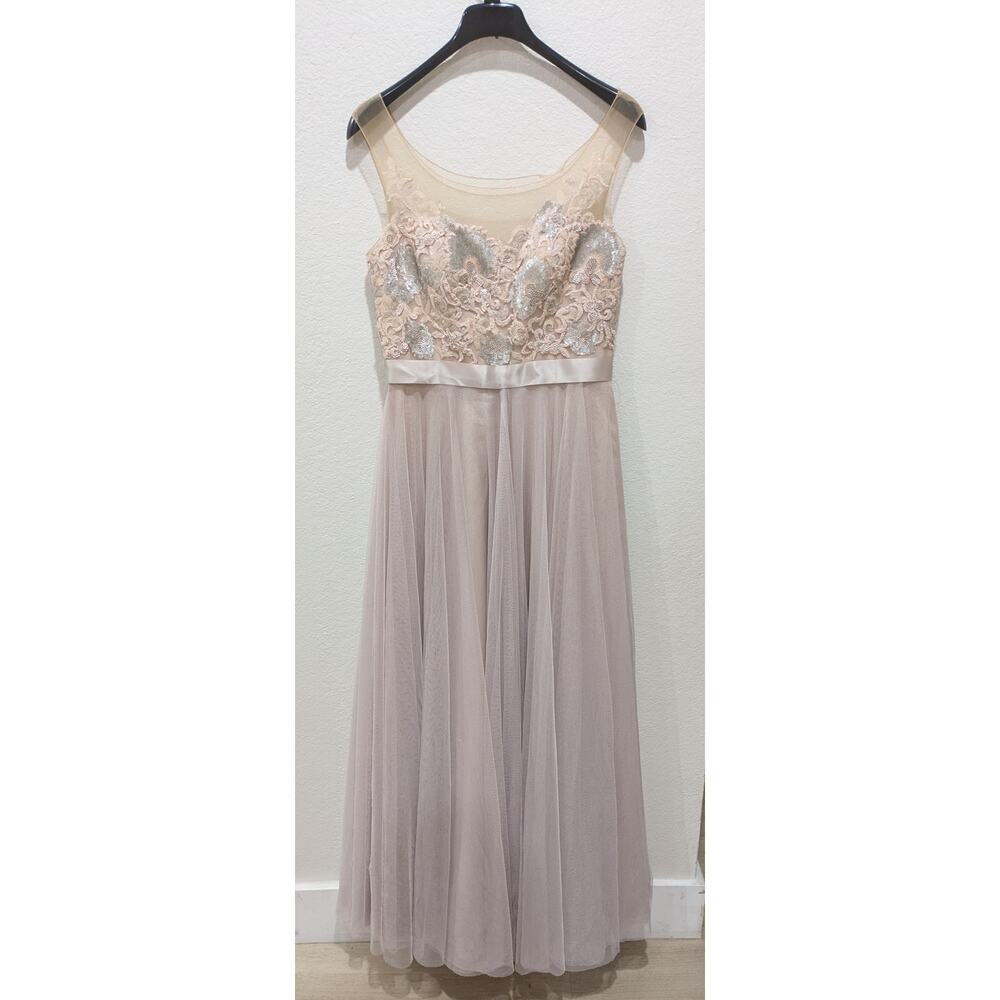 Watters & Watters Bridesmaids Dress Women's Size 12 Tan Sleeveless Sequined Lace